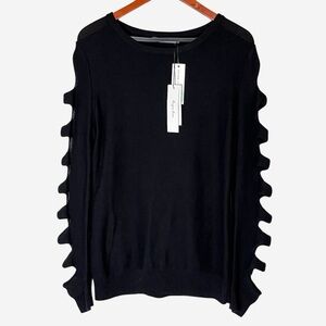 Harper Lane Knit Pullover Cutout Sleeve Black